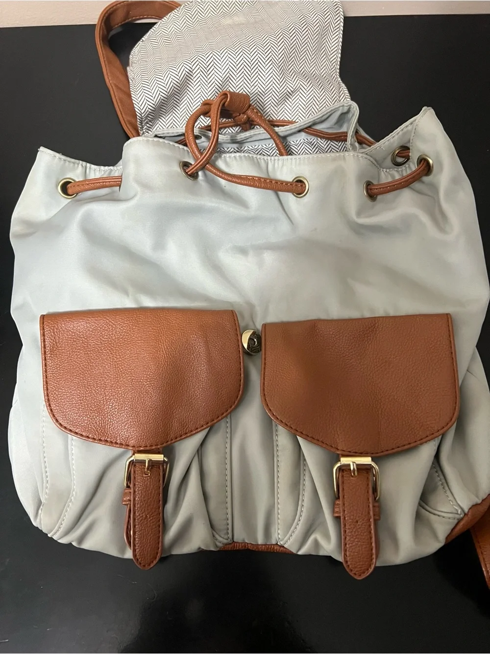 Steve Madden Two-Tone Gray and Brown Backpack